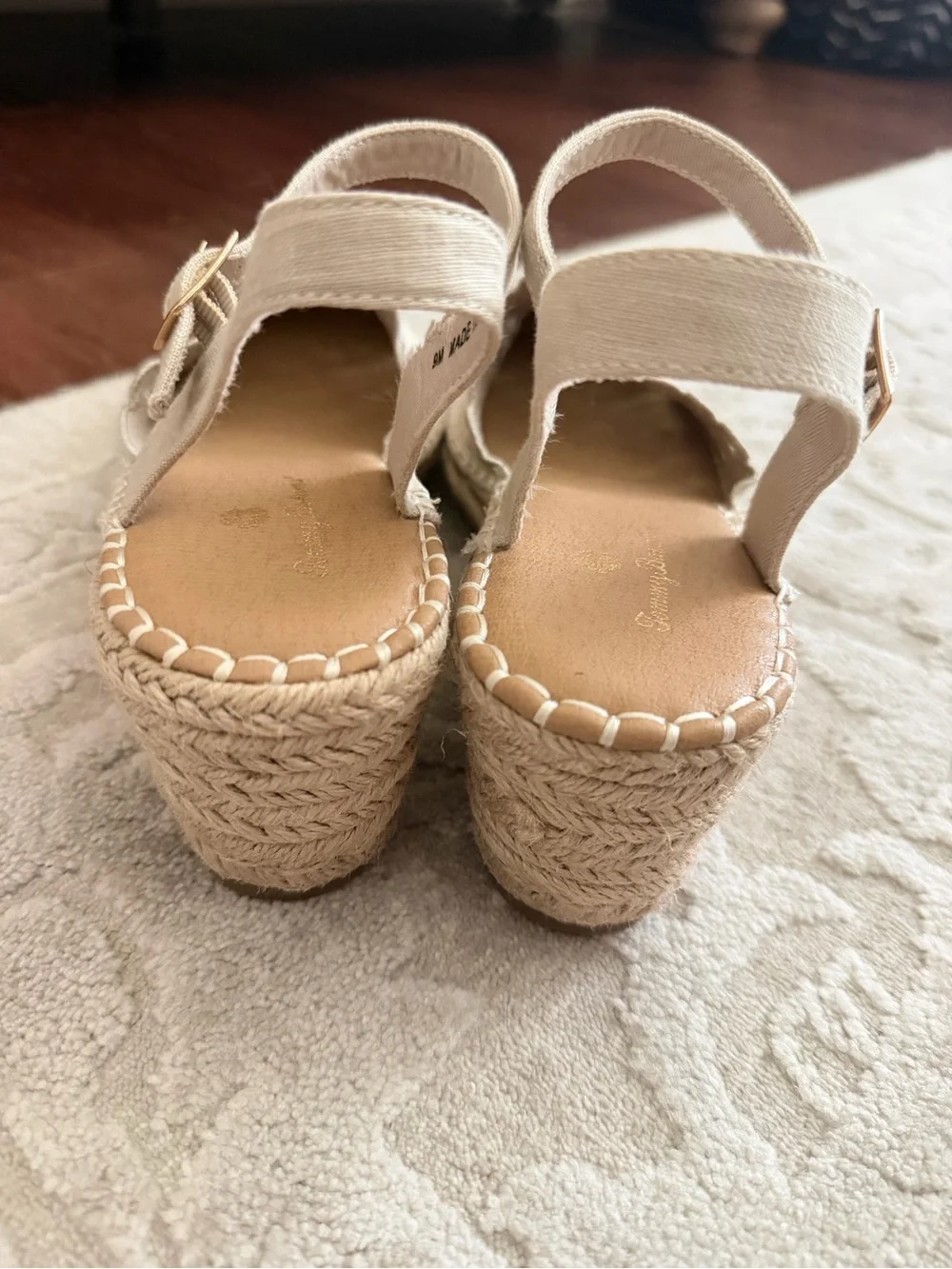 NEW Tommy Bahama Beige Cutout Espadrille Slingback Wedge